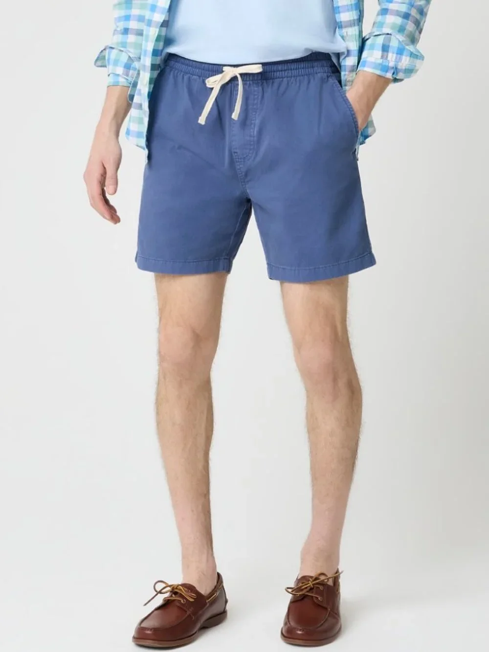 J. Crew Garment Dyed Dock Short Cool Shadow Blue Pull On Cotton Casual Size M